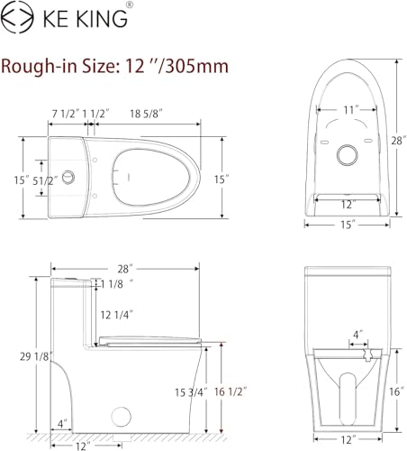 Elongated One-Piece Toilet Full Skirt view 2