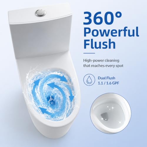 Toilet One-Piece Round Side Flush view 3
