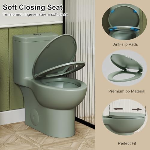 One Piece Toilet Green Toilet view 3